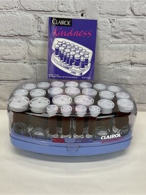 Vintage Clairol Kindness Heated Rollers 24 Velvet Curlers W/Clips 2 Heat Setting
